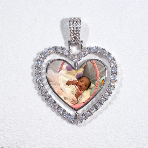 3D Spinning 2-Faced Heart Custom Picture Pendant