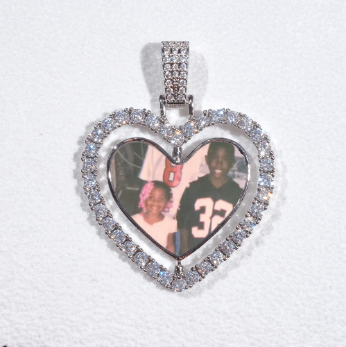 3D Spinning 2-Faced Heart Custom Picture Pendant