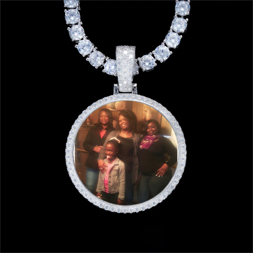 925S & VVS Moissanite 3D Circle Custom Picture Pendant