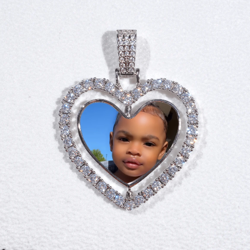 3D Spinning 2-Faced Heart Custom Picture Pendant
