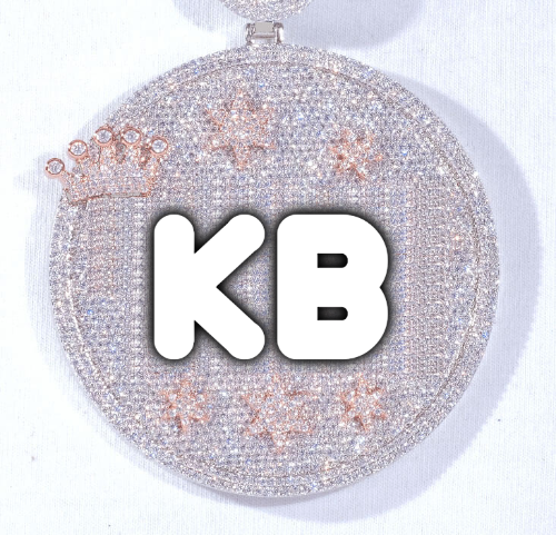 CUSTOM LETTER NECKLACE 3D BIG CROWN DISC