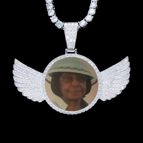 925S & VVS Moissanite 3D Wing Custom Picture Pendant