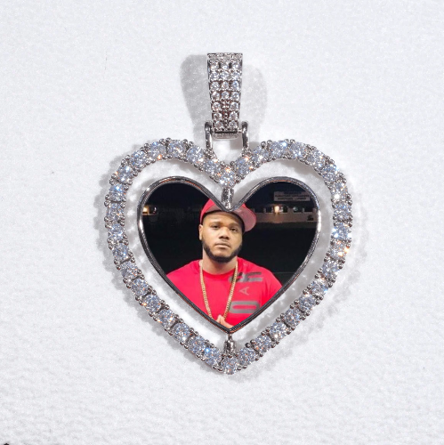 3D Spinning 2-Faced Heart Custom Picture Pendant