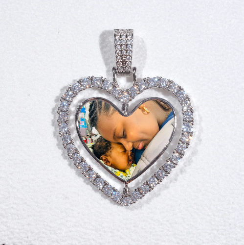 3D Spinning 2-Faced Heart Custom Picture Pendant