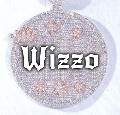 CUSTOM LETTER NECKLACE 3D BIG CROWN DISC