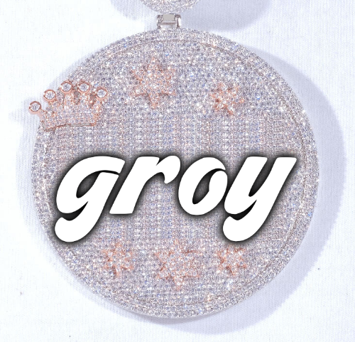 CUSTOM LETTER NECKLACE 3D BIG CROWN DISC