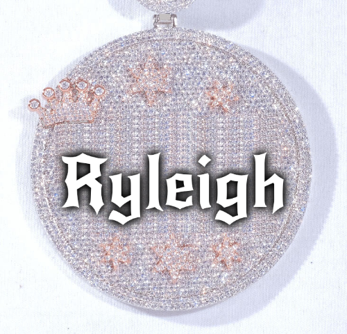 CUSTOM LETTER NECKLACE 3D BIG CROWN DISC