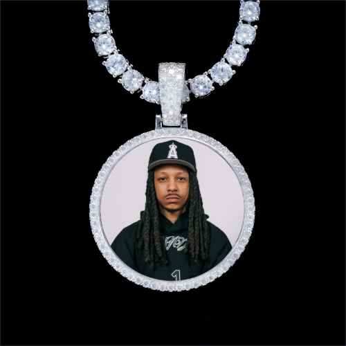 925S & VVS Moissanite 3D Circle Custom Picture Pendant