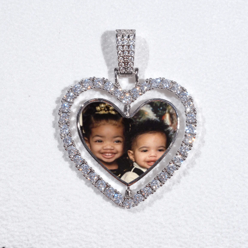 3D Spinning 2-Faced Heart Custom Picture Pendant