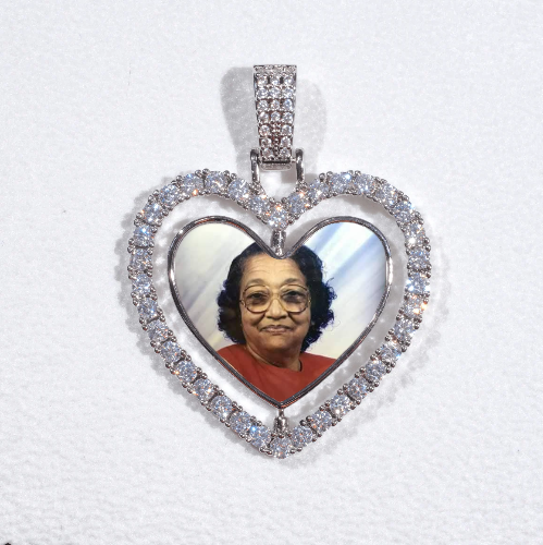 3D Spinning 2-Faced Heart Custom Picture Pendant