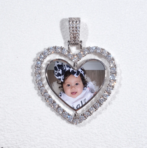 3D Spinning 2-Faced Heart Custom Picture Pendant