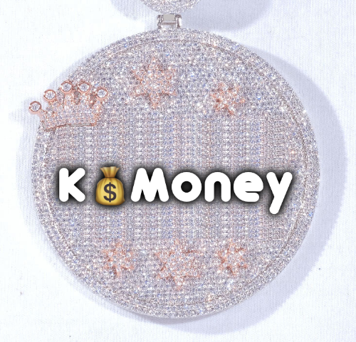 CUSTOM LETTER NECKLACE 3D BIG CROWN DISC