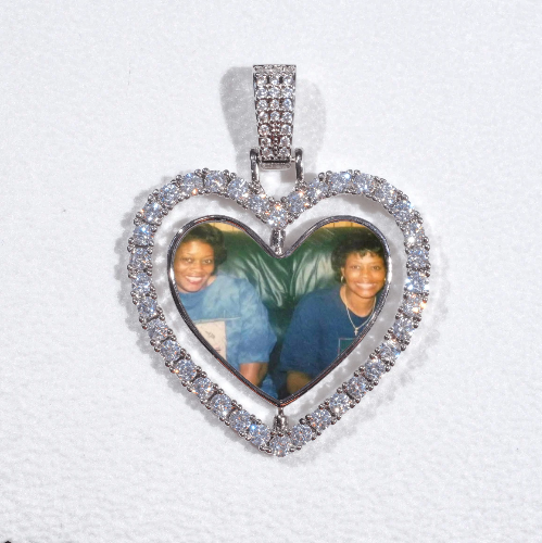 3D Spinning 2-Faced Heart Custom Picture Pendant