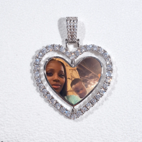 3D Spinning 2-Faced Heart Custom Picture Pendant