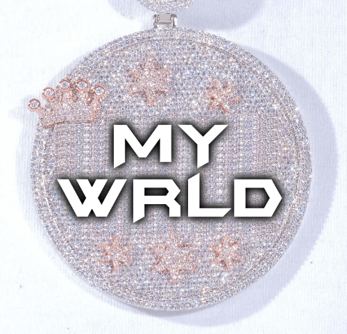 CUSTOM LETTER NECKLACE 3D BIG CROWN DISC