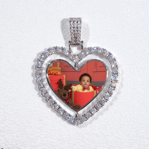 3D Spinning 2-Faced Heart Custom Picture Pendant