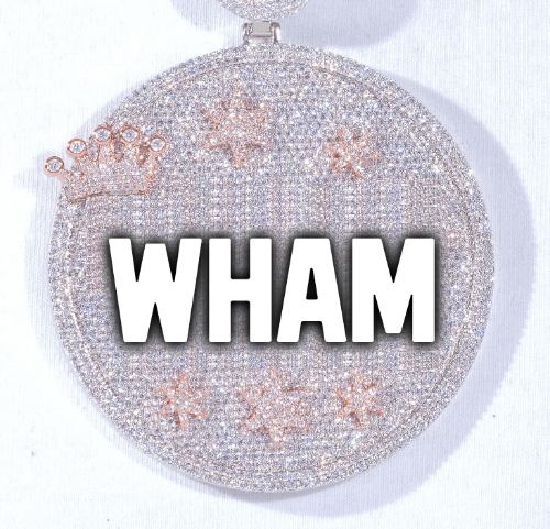 CUSTOM LETTER NECKLACE 3D BIG CROWN DISC