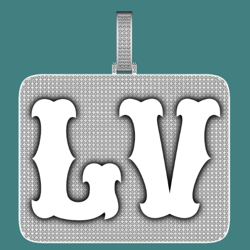 CUSTOM LETTER NECKLACE 3D BIG SQUARE