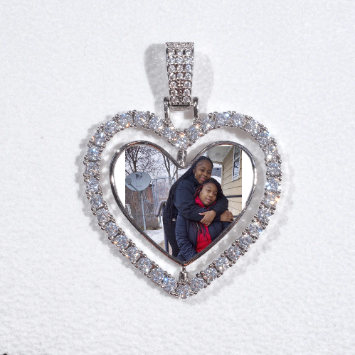 3D Spinning 2-Faced Heart Custom Picture Pendant