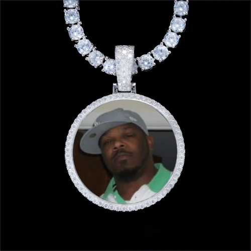 925S & VVS Moissanite 3D Circle Custom Picture Pendant