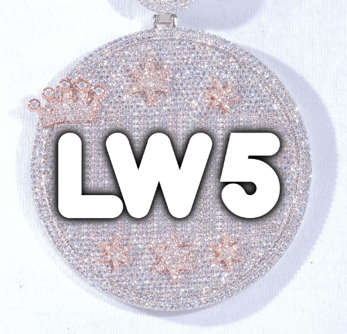 CUSTOM LETTER NECKLACE 3D BIG CROWN DISC