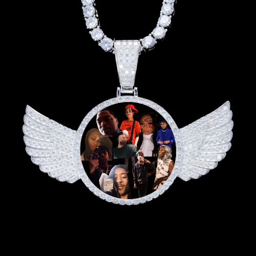 925S & VVS Moissanite 3D Wing Custom Picture Pendant