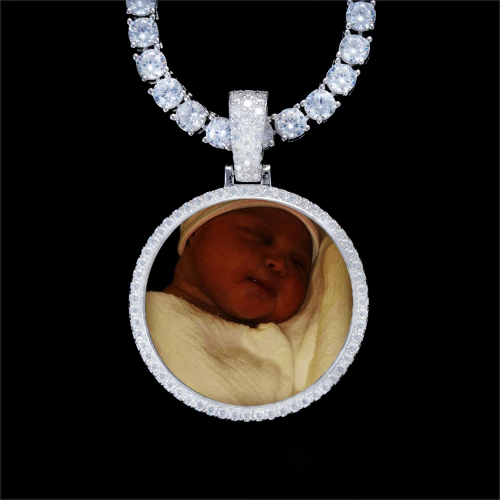925S & VVS Moissanite 3D Circle Custom Picture Pendant