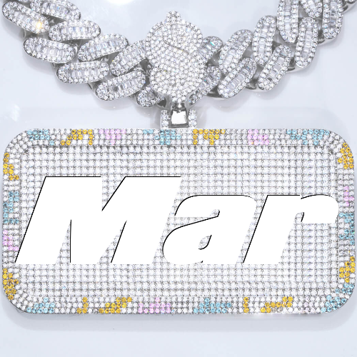 CUSTOM LETTER NECKLACE 3D COLORFUL SQUARE