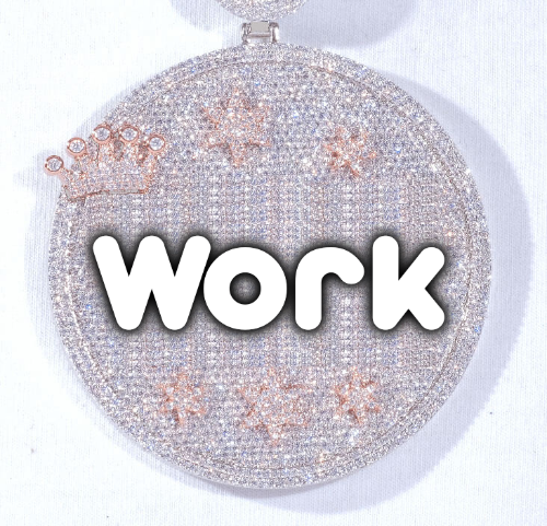 CUSTOM LETTER NECKLACE 3D BIG CROWN DISC