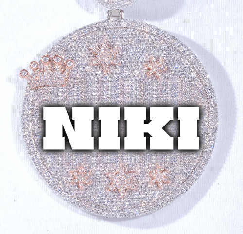 CUSTOM LETTER NECKLACE 3D BIG CROWN DISC