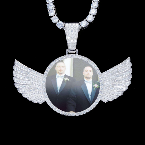925S & VVS Moissanite 3D Wing Custom Picture Pendant