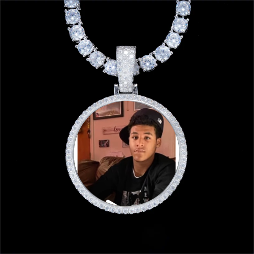 925S & VVS Moissanite 3D Circle Custom Picture Pendant