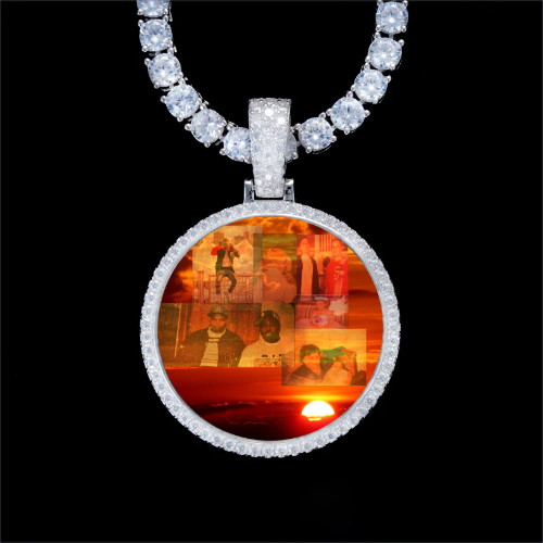 925S & VVS Moissanite 3D Circle Custom Picture Pendant