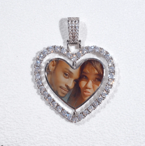 3D Spinning 2-Faced Heart Custom Picture Pendant