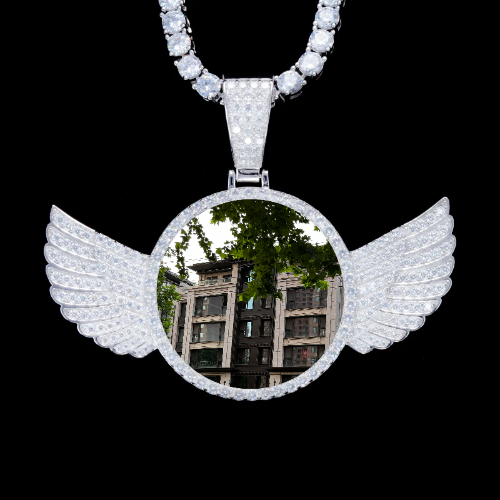 925S & VVS Moissanite 3D Wing Custom Picture Pendant
