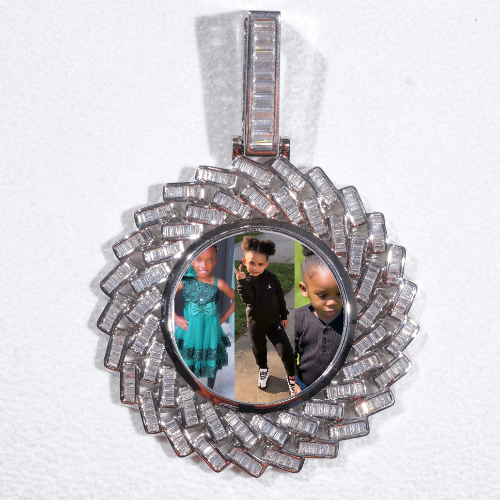 Large 3D Baguette Custom Picture Pendant
