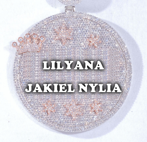 CUSTOM LETTER NECKLACE 3D BIG CROWN DISC