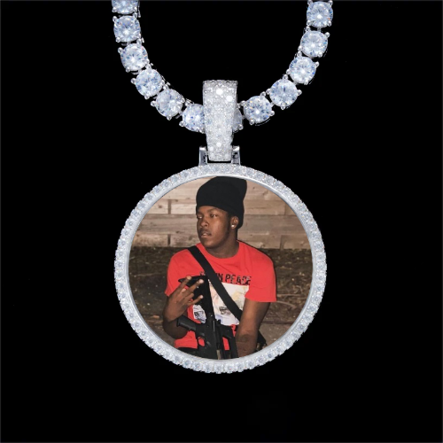 925S & VVS Moissanite 3D Circle Custom Picture Pendant