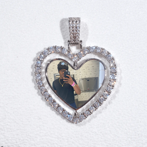 3D Spinning 2-Faced Heart Custom Picture Pendant