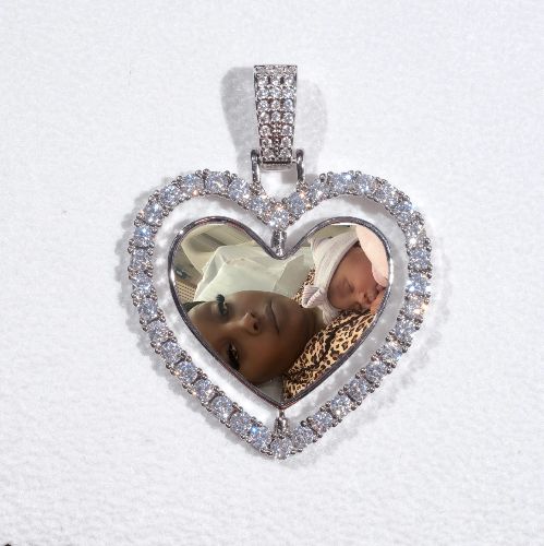 3D Spinning 2-Faced Heart Custom Picture Pendant