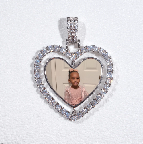 3D Spinning 2-Faced Heart Custom Picture Pendant