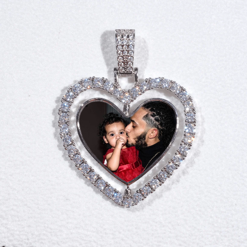 3D Spinning 2-Faced Heart Custom Picture Pendant