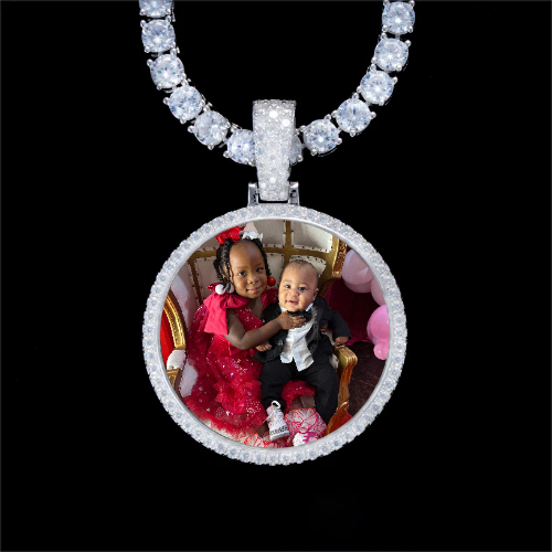 925S & VVS Moissanite 3D Circle Custom Picture Pendant