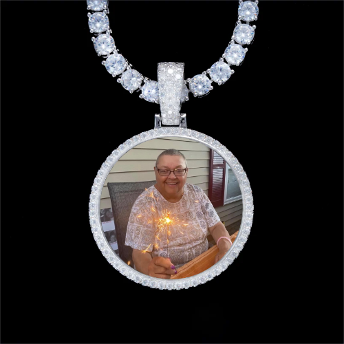 925S & VVS Moissanite 3D Circle Custom Picture Pendant