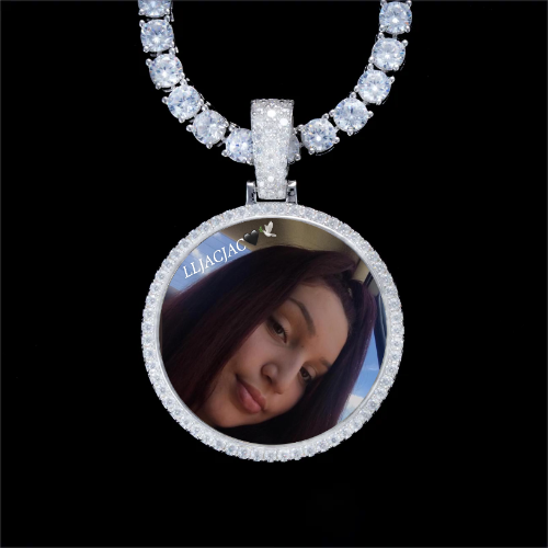 925S & VVS Moissanite 3D Circle Custom Picture Pendant