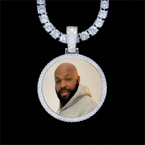 925S & VVS Moissanite 3D Circle Custom Picture Pendant