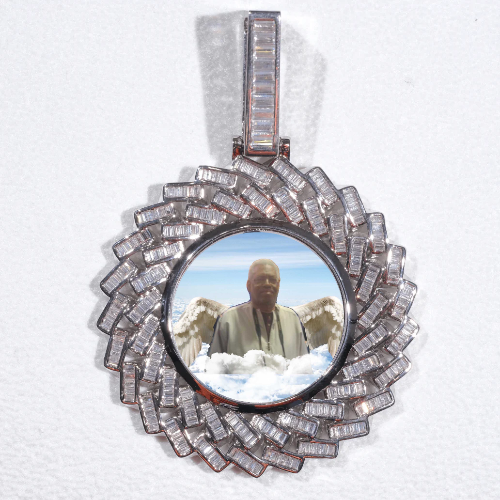 Large 3D Baguette Custom Picture Pendant