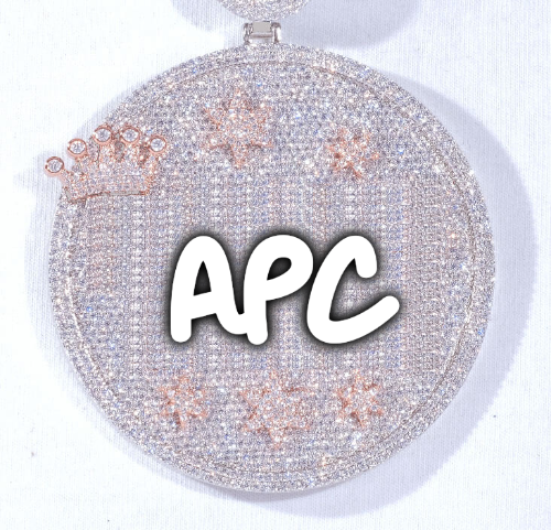 CUSTOM LETTER NECKLACE 3D BIG CROWN DISC