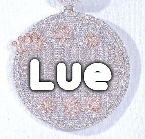 CUSTOM LETTER NECKLACE 3D BIG CROWN DISC