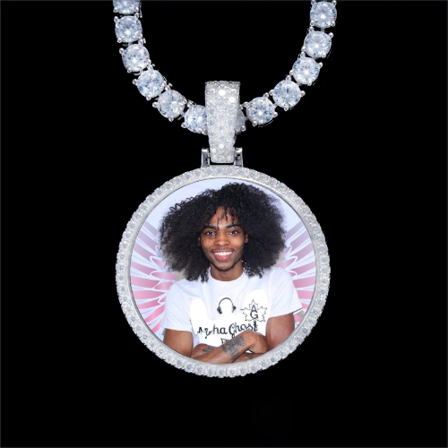 925S & VVS Moissanite 3D Circle Custom Picture Pendant